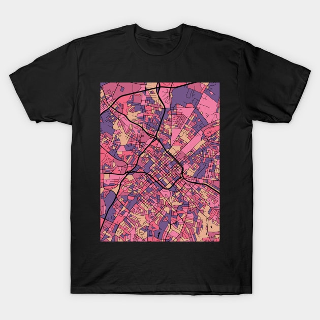 Charlotte Map Pattern in Purple & Pink T-Shirt by PatternMaps